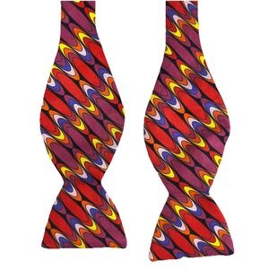 Carrot & Gibbs Silk Bow Tie Psychedelic Retro Mod Disco Op Art Multicolor USA